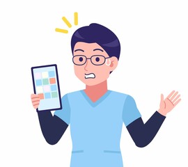 メガネを掛けた看護師の男性