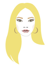 Vector illustration of young woman. Fashionable and stylish blondie girl. Isolated character, avatar.