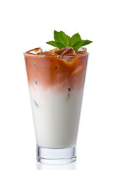 Ice coffee with cream in highball glass