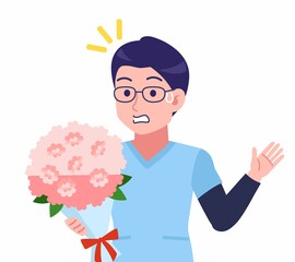 メガネを掛けた看護師の男性