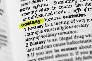 Highlighted word ecstasy concept and meaning