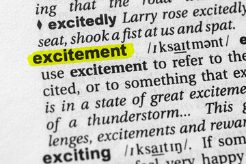 Highlighted word excitement concept and meaning.