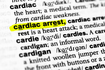 Highlighted word cardiac arrest concept and meaning