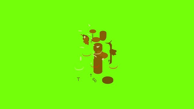 Totem icon animation cartoon object on green screen background