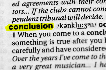 Highlighted word conclusion concept and meaning.