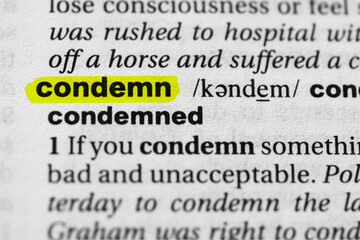 Highlighted word condemn concept and meaning.