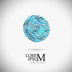 Logo sea in a circle. Vector illustration