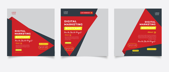 Digital marketing course for social media instagram post template