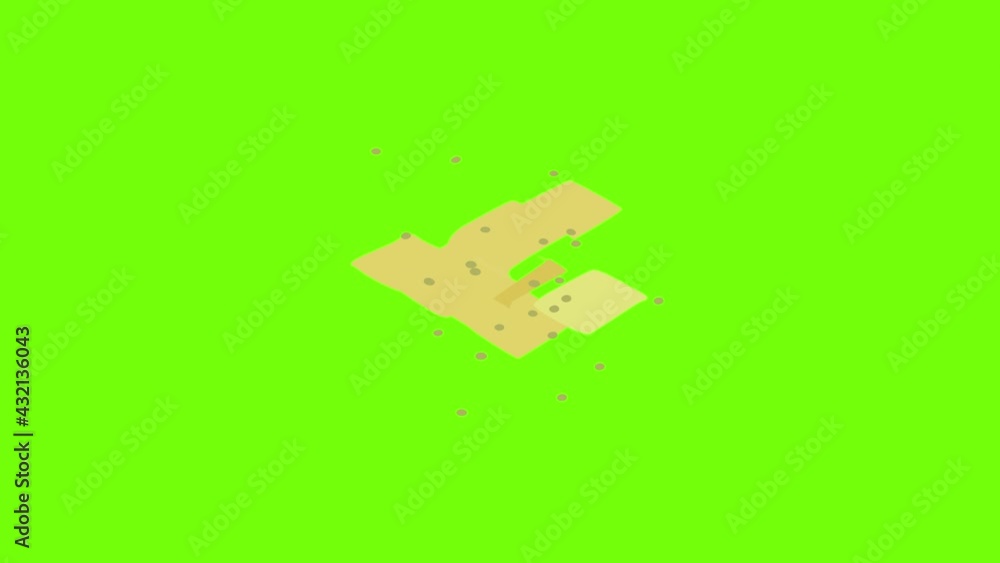 Poster patch icon animation cartoon object on green screen background