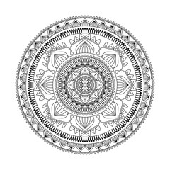 Mandala. Antistress coloring book. Template for mehendi. Oriental drawing. Vector illustration. Isolated on a white background
