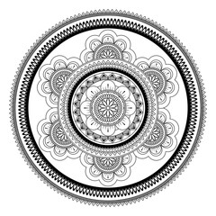 Mandala. Antistress coloring book. Template for mehendi. Oriental drawing. Vector illustration. Isolated on a white background