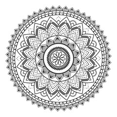 Mandala. Antistress coloring book. Template for mehendi. Oriental drawing. Vector illustration. Isolated on a white background - obrazy, fototapety, plakaty