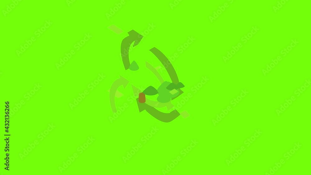 Poster fir tree icon animation cartoon object on green screen background