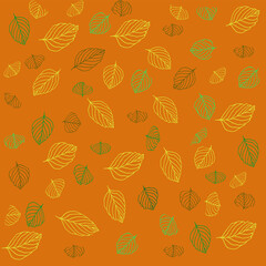 a set of icons of different colors. Green, yellow, dark green leaves on a background. Ecology. Vector illustration