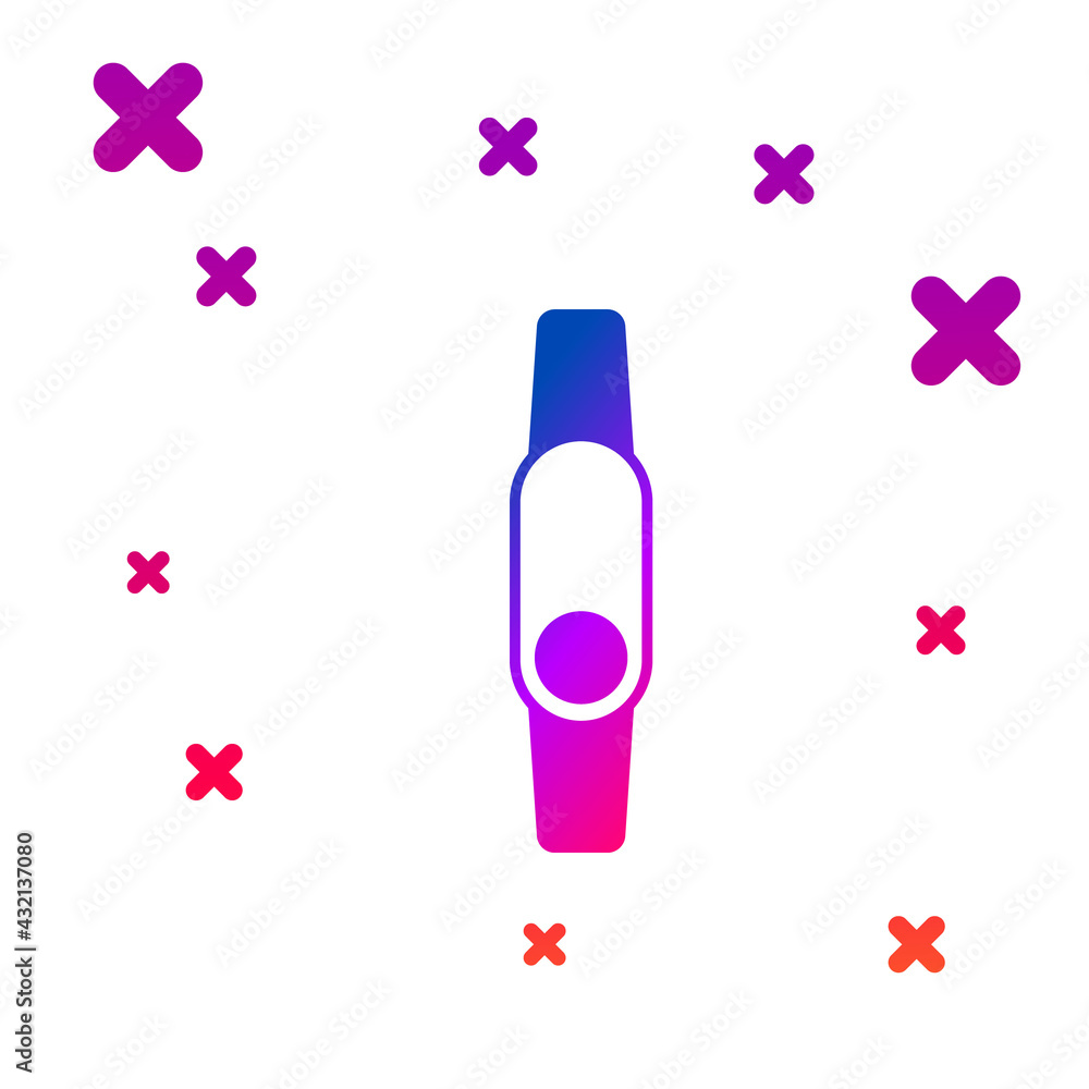 Poster color smartwatch icon isolated on white background. fitness app concept. gradient random dynamic sha