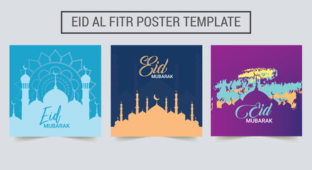 Eid Mubarak Islamic greeting card, poster, flyer, flyer template. Vector Illustration. EPS10. social media banner template.