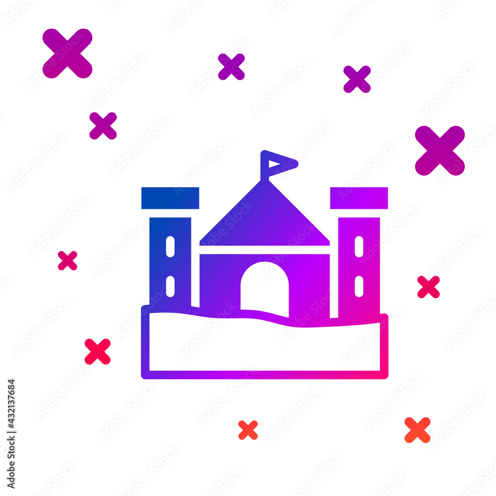 Poster color sand castle icon isolated on white background. gradient random dynamic shapes. vector