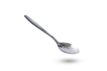 Silver spoon photo stacking isolated on white background with clipping path.