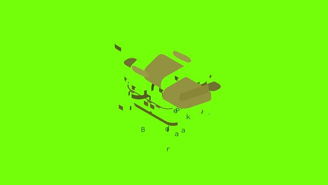 Brake pad icon animation cartoon object on green screen background