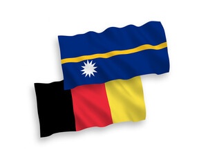 Flags of Belgium and Republic of Nauru on a white background