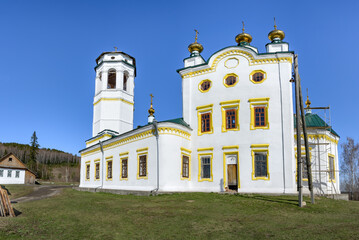 The end of the restoration of the old 1740 church in the village of Klyuchi (Perm Territory,...