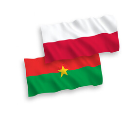 Flags of Burkina Faso and Poland on a white background