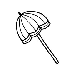 Hand drawn beach umbrella isolated on a white background. Doodle, simple outline illustration. It can be used for decoration of textile, paper.