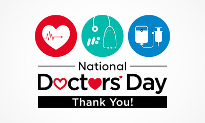 National Doctors' Day is a day celebrated to appreciate and recognize the contributions of physicians to individual lives and communities. Vector illustration.