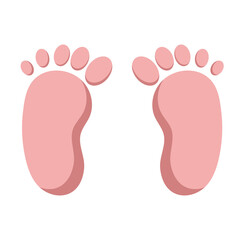 Baby feet. Vector illustration isolated on white background, icon symbol/