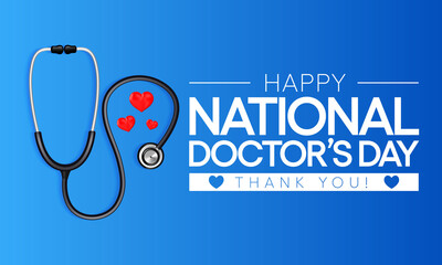 National Doctors' Day is a day celebrated to appreciate and recognize the contributions of physicians to individual lives and communities. Vector illustration.