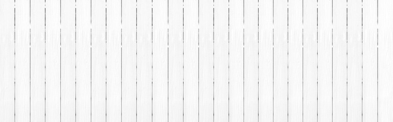 Naklejka premium Panorama of New White vintage wooden wall texture and background seamless or a white wooden fence