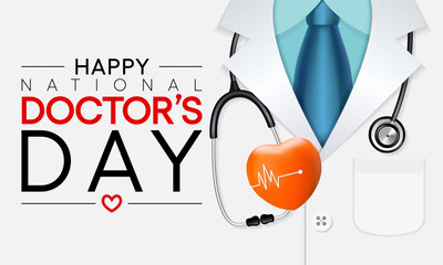 National Doctors' Day is a day celebrated to appreciate and recognize the contributions of physicians to individual lives and communities. Vector illustration.