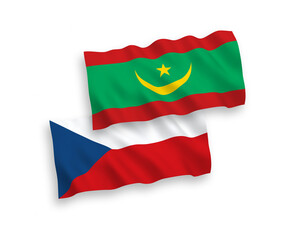 Flags of Czech Republic and Islamic Republic of Mauritania on a white background