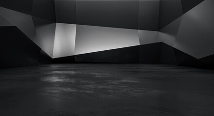 Abstract polygonal Geometric wall background. Futuristic modern structure design concept. 3d Render.