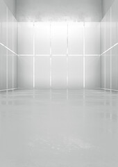Abstract blank space of empty room with Illuminated walls. Futuristic interior design concept. 3D Rendering