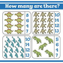 Obraz premium How many are there Counting Game for Preschool Children. Count how many Educational a mathematical game. Vector illustration
