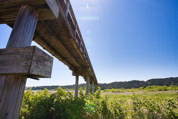 Fototapeta na wymiar 世界一の木造歩道橋　蓬莱橋
