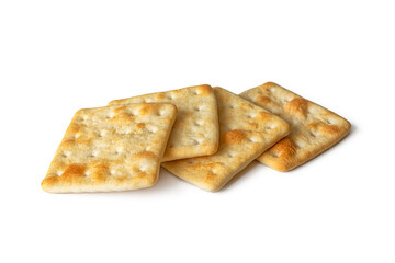 Dry cookies (hardtack), unsalted crackers, on a white background