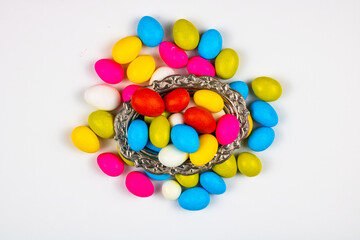 Colorful candies in the bowl. Eid mubarak.