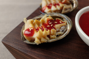Seafood abalone boiled in water