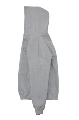 Blank hoodie sweatshirt color grey side arm view on white background
