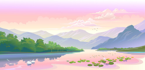 Ciel violet sur une belle chaîne de montagnes.