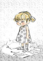 Illustration Traurig Krank Kind