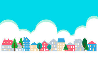 ヨーロッパ風の街並みイラスト素材