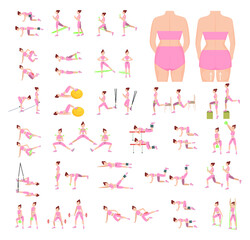 Girl before and after fat loss. Firm, toned buttocks. Buttocks exercises. Home and gym workouts.  Anti cellulite exercises. Slim legs workout.