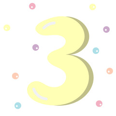 Colorful cartoon number two for kids, greeting card template. Vector illustration