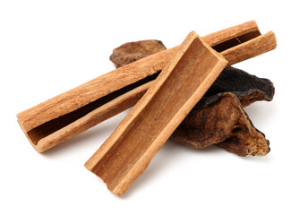 Cinnamon on a white background