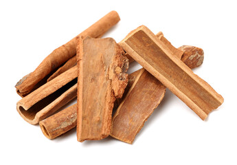 Cinnamon on a white background