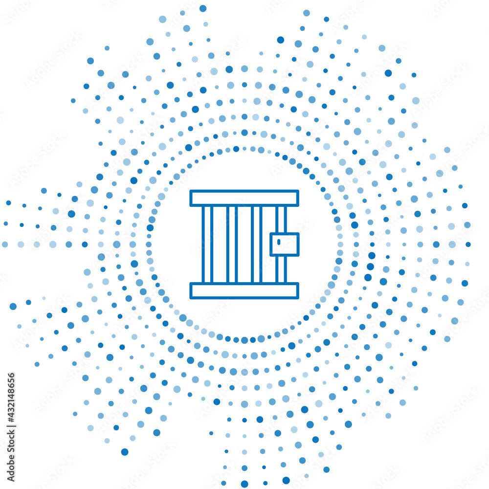 Aufkleber blue line prison window icon isolated on white background. abstract circle random dots. vector