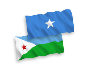 Flags of Republic of Djibouti and Somalia on a white background